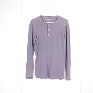 Mizzen and Main Shirt Men SZ M Henley Long Sleeve Striped Preppy Academic Casual